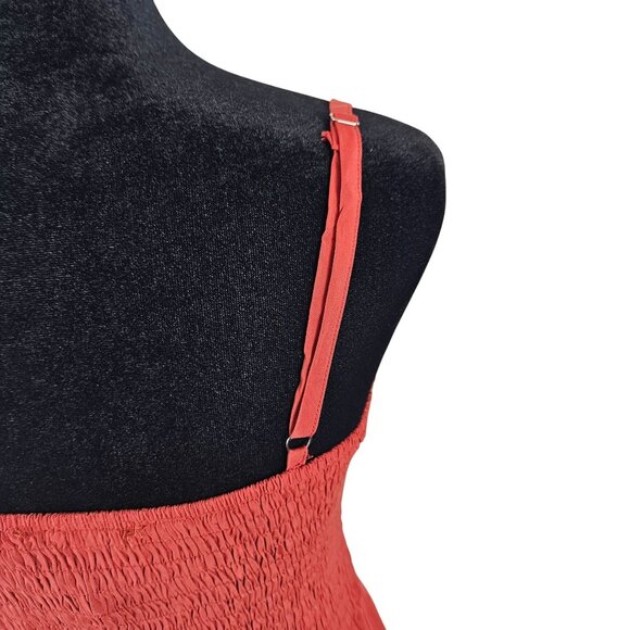 Womens Boho Smocked Sleeveless Tiered Maxi Dress Rust Size S Casual Summer - Picture 7 of 10